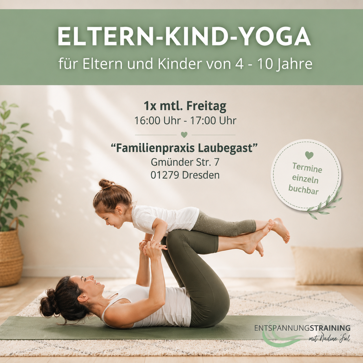 Eltern-Kind-Yoga - freitags in der Familienpraxis Laubegast in Dresden